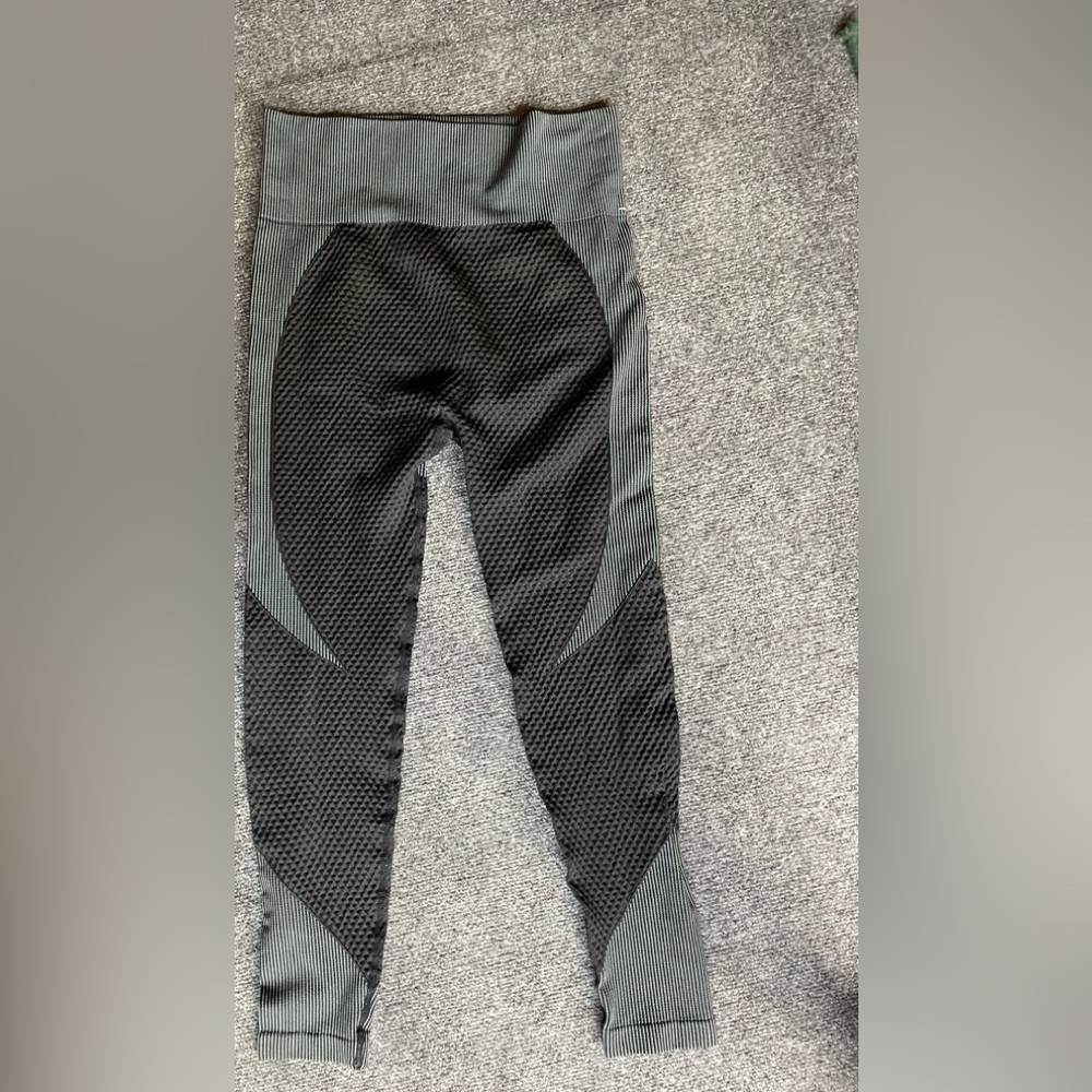 LA + Image gray & black polyester nylon spandex legging pants size
